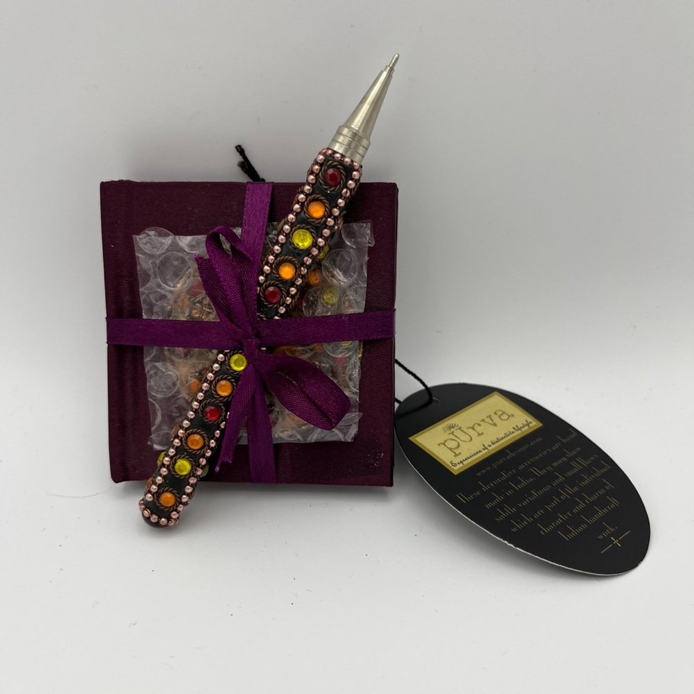 Vintage Purva Hand-Crafted Mini Notebook and pen set  Rare New With Tag